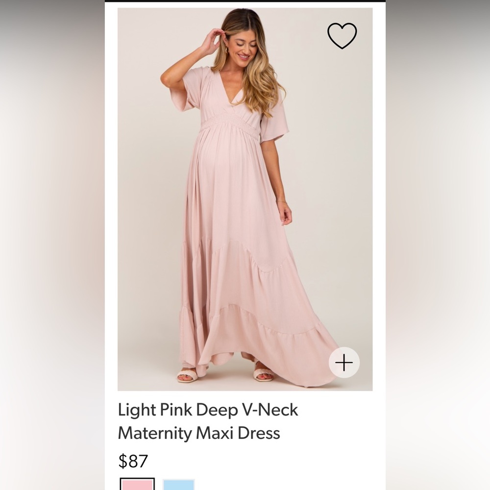 Small pink blush maternity pink maternity maxi dress
